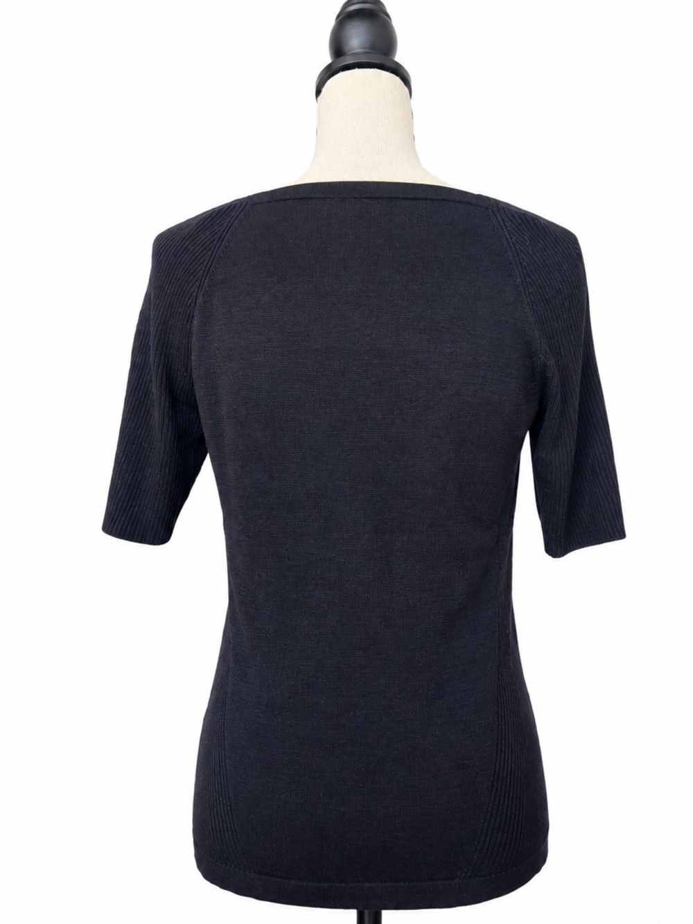 Per Se Black Short Sleeve Knit Tee - Picture 3 of 4